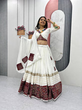 White Color Cotton Real Hand Work Lehenga Choli For Navratri